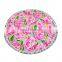 2019 Fashionable trending multi pattern printed circle flamingo printing round microfiber beach towel with tassels