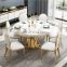 Nordic style luxury dinning room furniture tables and 6 leather chairs round marble dining tables set