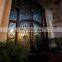 luxury anti rust front door high transom design tempered glass wrought iron double door