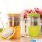 Newest glass tea cup with stainless steel strainer cover silicone sleeve glass cup