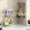 Multi-functional Sponge Holder With Dish Cloth Bar And Hooks for Hanging Cooking Utensil Kitchen Counter Organizer