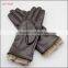 ladies brown pu leather hand gloves with fake fur