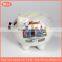 promotion ceramic pig coin bank custom design money saving box container coated colorful pearl glazed for souvenir