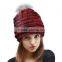 Top quality 2015 lovely real mink fur Winter crocheted grils hat with two balls