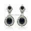 2016 Latest Style Black Crystal Silver Tone Oval Drop Earrings DRJ0586