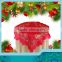 Christmas party table cloth with santon clause embroidery designs on red satin and bamboo fabric