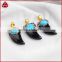 Wholesale Natural big black agate crescent horn pendant, Fashion boho crescent horn pendant with turquoise Charm
