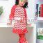 children's Christmas outfits for western girls 2pieces baby red stripe long sleeve outfits for Christmas