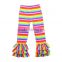 Rainbow Stripes Kids Girl Triple Ruffle Pants Baby 100% Cotton Tight Leggings Pants Sew Sassy Icing Legging