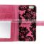 Manufacture Leather Flip Flower Case For iPhone SE With Mirror For Lady
