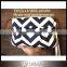 Pleated Nautical Stripe Chevron Wristlet