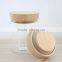 wholesale 500ml glass storage jar with wooden lid handmade heat resistant glassware N6310