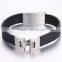 2016 trending products Genuine Black Leather stainless steel cuff bracelets clasps for leather bracelets bangle