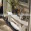 Etruscan Style Eeoclassical Living Room White TV and Single Door Display Cabinet Set