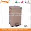 Square Ribs Pattern Step Galvanized Steel Metal Trash Can