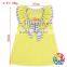 wholesale summer fashion grey stripe ruffle neck sleeveless cotton yellow kids girls dress