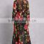 ladies dressing gowns 100% polyester Floral Chiffon Maxi Dress Long Sleeve Evening Gowns