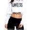 Fashion Ladies Crop Top Hoodie White 100% Cotton Fleece Pullover Hoodie Black Long Sleeve Cropped Sweatshirt Wholesale