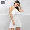 Halter neck women's frill skater dress 2018 white falbala short prom dresses