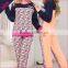 Fancy design couple pajamas with flower printing winter wholesale pajamas set OEM