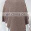 Wholesale Pink color 12gg plain knit cashmere v neck ponchos