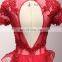 A17DL0014 O-neck Short Sleeve Shirt Keyhole Back Evening Dress Red Women Fashion Dress