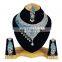 Latest Most Charming Turquoise Color Silver Plated Kundan Zerconic Necklace Earrings Tikka