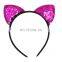 free ship Reverse Glitter Sequins Girls Cat Ear Hairband Headband Flip Girls DIY Hair Accessories For Kids Mermaid Hair Hoop