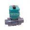 UPVC double union thread DC24V CR04 spring return normally close motorized  solenoid PVC plastic valve