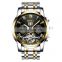 BIDEN 0190 Men Business Casual Stainless Steel Watches Calendar Automatic Mechanical Luminous Wristwatch