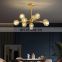 New Nordic Pendant Light Luxury Molecular Copper Ceiling Lamp K9 Crystal Chandelier with 9 heads