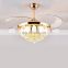 Modern luxury living room lighting crystal chandelier led ceiling fan with remote control switch Fan Chandelier Lighting