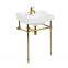 Bathroom 24 inches stainless steel console sink with white rectangle vitreous china ceramic washbasin