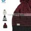 High quality wool cable knit beanie hat pom pom custom winter warm hats