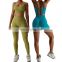 Wholesale Ribbed Seamless Straps Workout Sports Bra High Waist Butt Lift Leggings Shorts 2/3 Piece Women Yoga Gym Fitness Sets