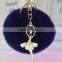 Cell Phone Car Handbag Charm Lady Fur Ball Keychain/
