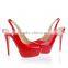 Red patent slingbacks ladies high heel sandal shoes 2015