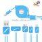 Shenzhen Factory Supply 4 Head in 1 Multi Charging Flat USB Cable Adapter