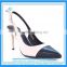Soft sole genuine leather women sandals back up strip pointed toe middle heel shoes