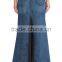 Woman fashion contrast panel washed long denim skirt SYA15074