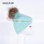 Custom raccoon fur pom pom ball & knitted beanie Hat wholesale price KZ160074