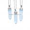 Classic Sky Blue Bullet Shape Glitter Druzy Stone Pendant Necklace Choker For Women