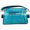 Trendy Cowgirl Purse Rhinestone Croc Skin Cross Shoulder Handbag Wallet Set Blue