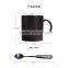 Haonai ceramic Mugs Plain Black Ceramic Coffee Mug with spoon, Black, 11-Ounce