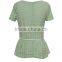 2015 high quality fashion korean style green color ladies tight blouses