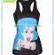 Black Gym Tank Top With Mermaid Printing