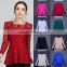 New sexy Women Round Neck Long Sleeve Floral Lace Crochet Embroidery Lace T Shirt Summer Loose Tops Blouse 8COLORS