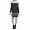 OEM Service Plus Size Polyester off Shoulder Stripe Long Sleeve Elgant Casual Dresses Fashion Lady Dress