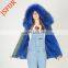 Removeable fake fur lining fur jacket Eussian winter fur parka
