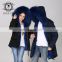 New arrival 2016 winter warm hot selling raccoon hair hooded turkey fur coat